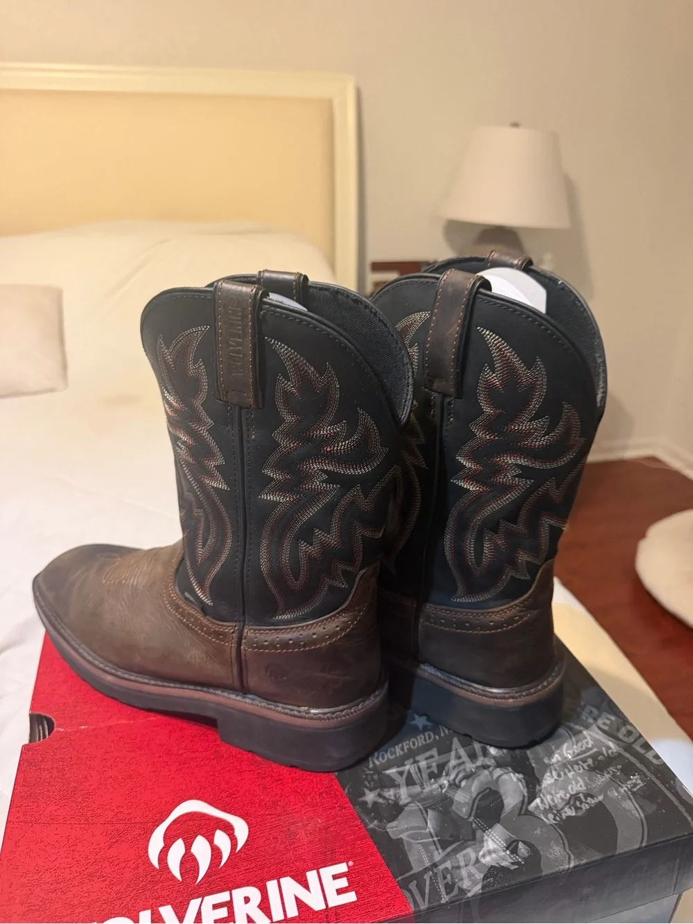 Wolverine Brown and Black Pull-On Western Work Boots